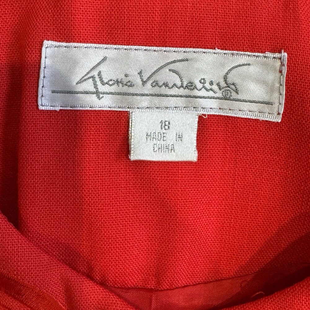 Vintage Red Embroidered Skirt Suit Sz 18 Lined - Picture 7 of 16